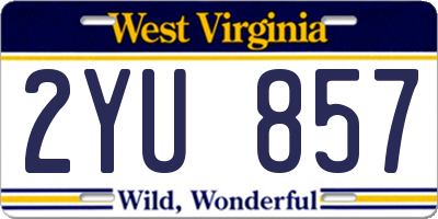 WV license plate 2YU857