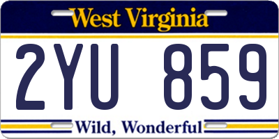WV license plate 2YU859