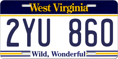WV license plate 2YU860