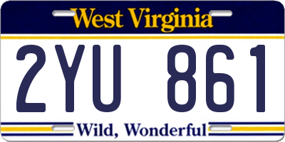 WV license plate 2YU861
