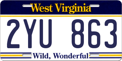 WV license plate 2YU863