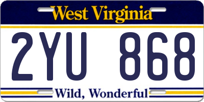 WV license plate 2YU868
