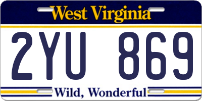 WV license plate 2YU869