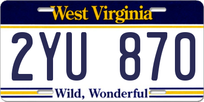 WV license plate 2YU870