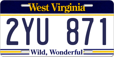 WV license plate 2YU871