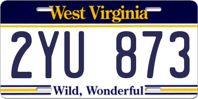 WV license plate 2YU873