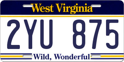 WV license plate 2YU875