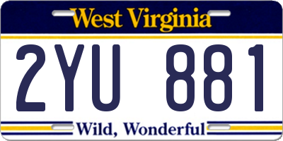 WV license plate 2YU881