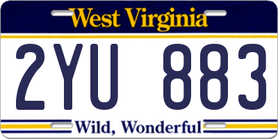 WV license plate 2YU883