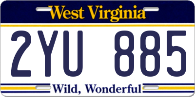 WV license plate 2YU885
