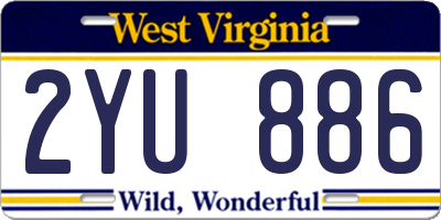 WV license plate 2YU886