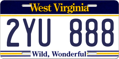 WV license plate 2YU888