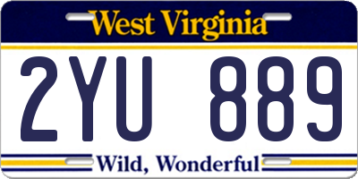 WV license plate 2YU889