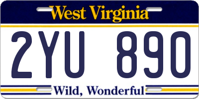 WV license plate 2YU890