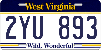 WV license plate 2YU893
