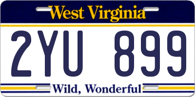 WV license plate 2YU899