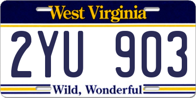 WV license plate 2YU903