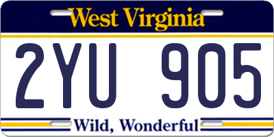 WV license plate 2YU905