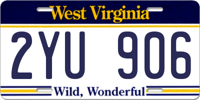 WV license plate 2YU906