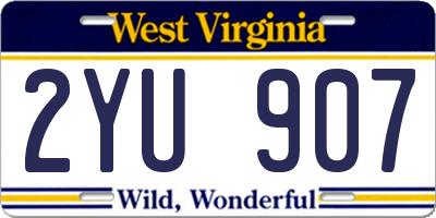 WV license plate 2YU907