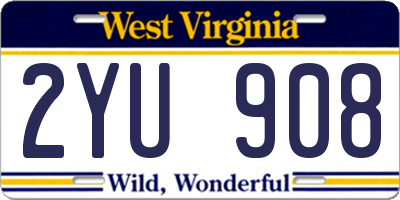 WV license plate 2YU908
