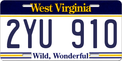 WV license plate 2YU910