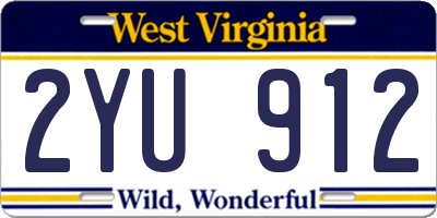 WV license plate 2YU912