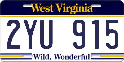 WV license plate 2YU915