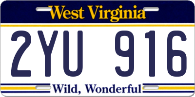 WV license plate 2YU916