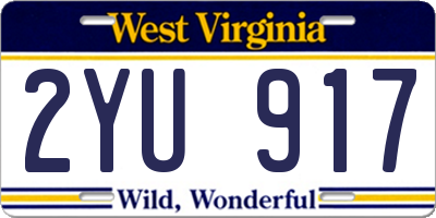 WV license plate 2YU917