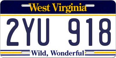 WV license plate 2YU918
