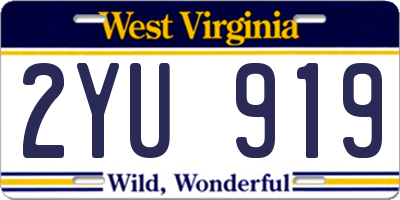 WV license plate 2YU919