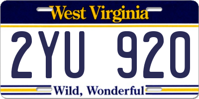 WV license plate 2YU920