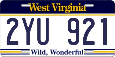 WV license plate 2YU921
