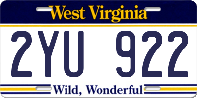 WV license plate 2YU922
