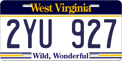 WV license plate 2YU927