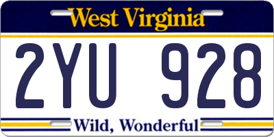 WV license plate 2YU928