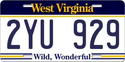 WV license plate 2YU929