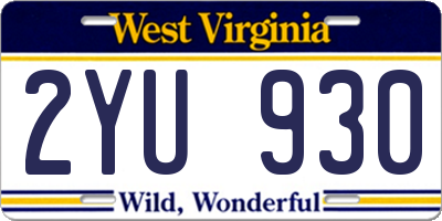 WV license plate 2YU930