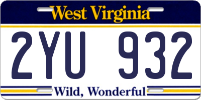 WV license plate 2YU932