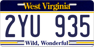 WV license plate 2YU935