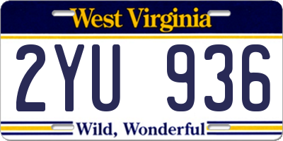 WV license plate 2YU936
