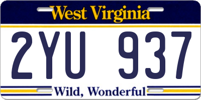 WV license plate 2YU937