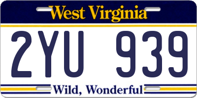 WV license plate 2YU939