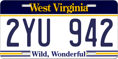 WV license plate 2YU942