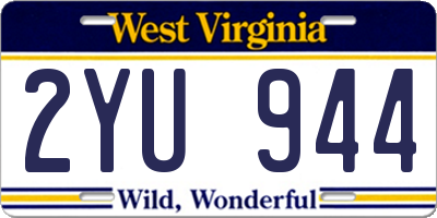 WV license plate 2YU944