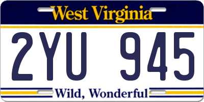 WV license plate 2YU945