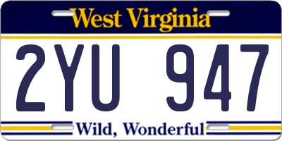 WV license plate 2YU947