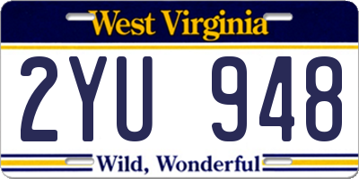 WV license plate 2YU948