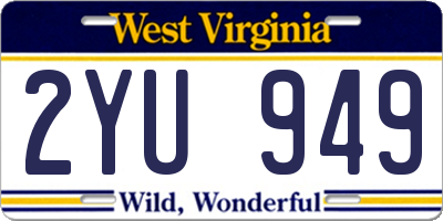 WV license plate 2YU949